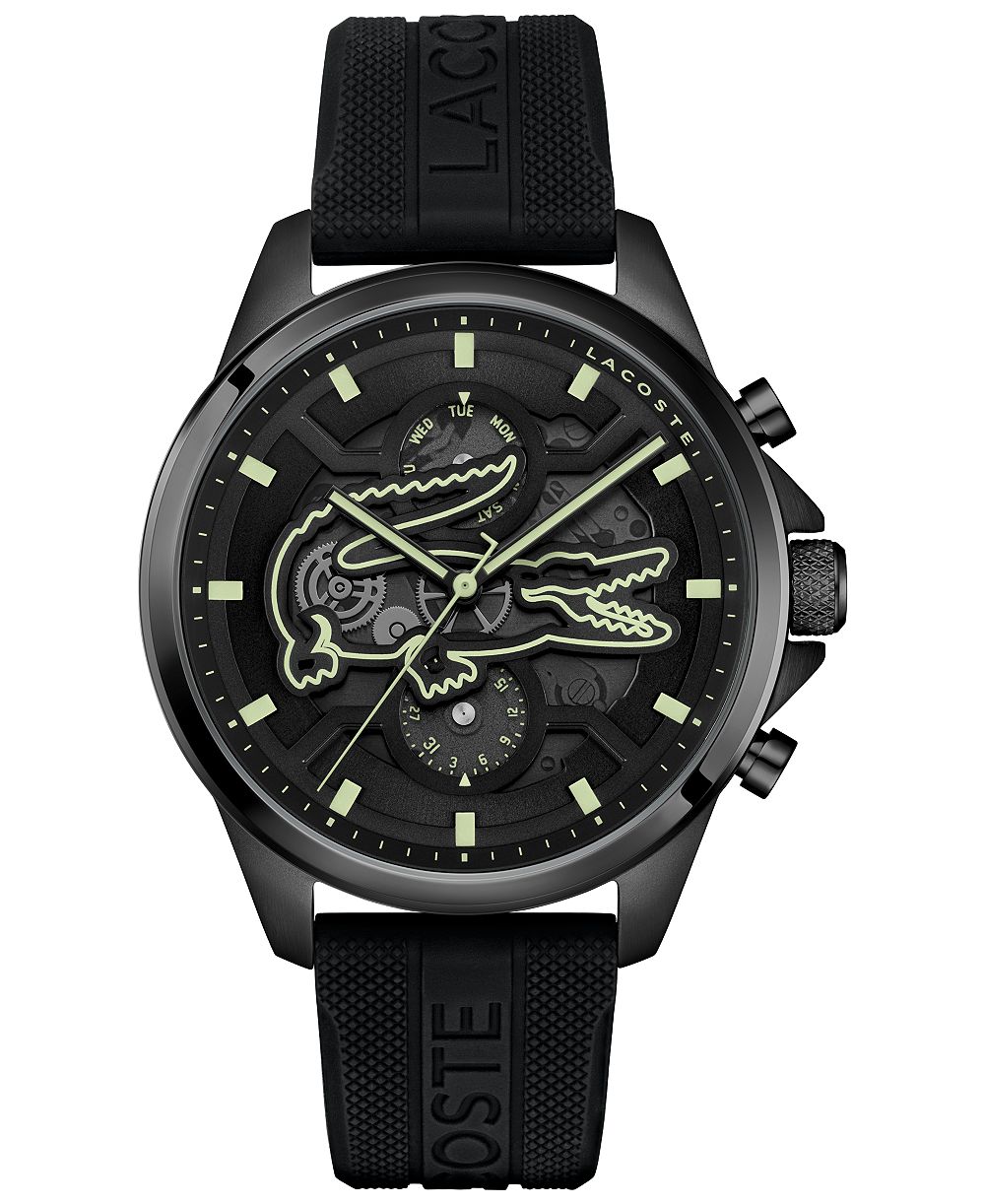Lacoste Men's Quartz Arthor Black Silicone Strap Watch 43mm
