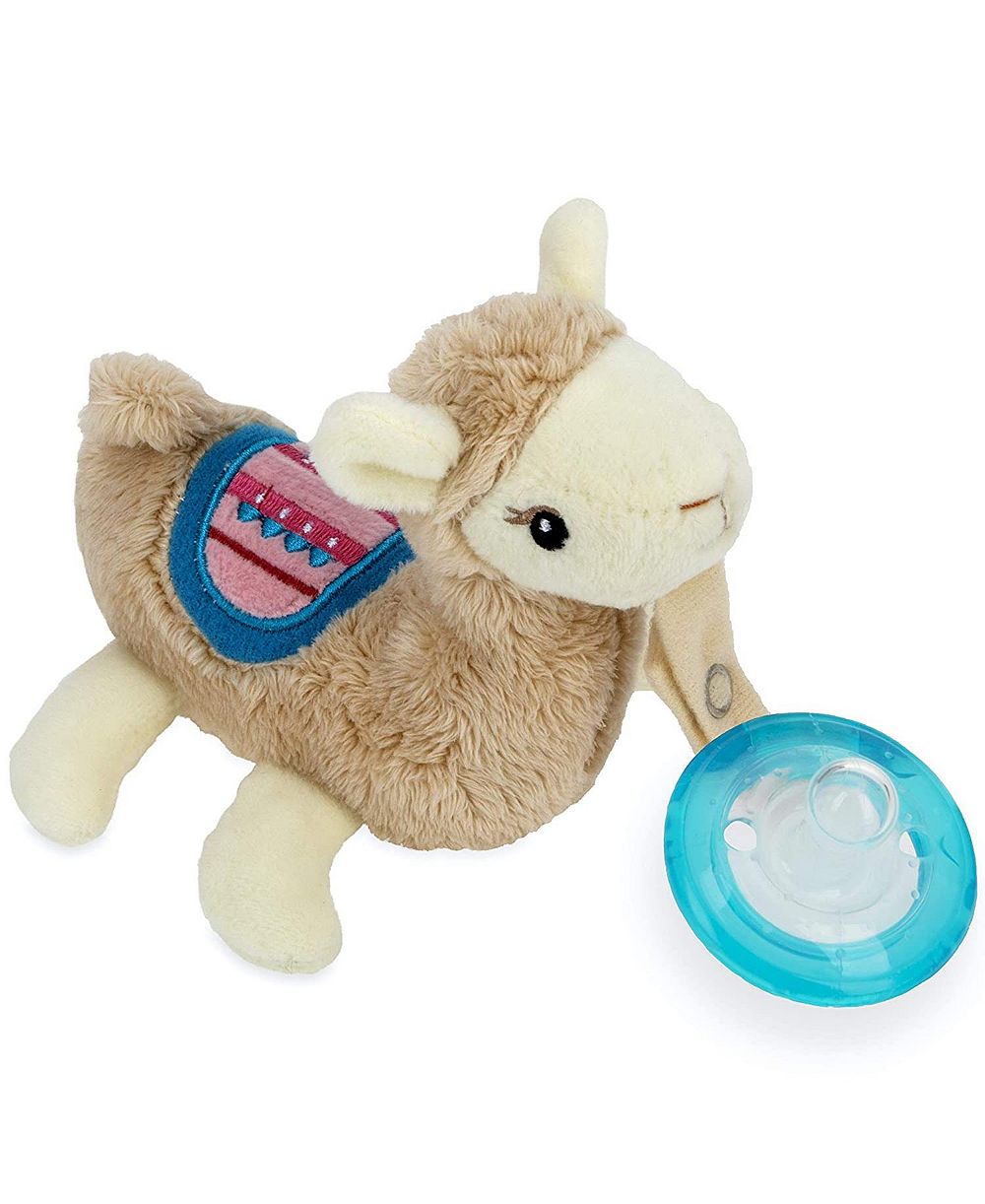 Nuby пустышка Calming Natural Flex Snuggleez с плюшевым животным, лама