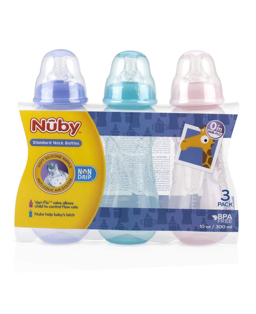 Бутылочки Nuby BPA FREE без протекания, 10oz, 3 штуки
