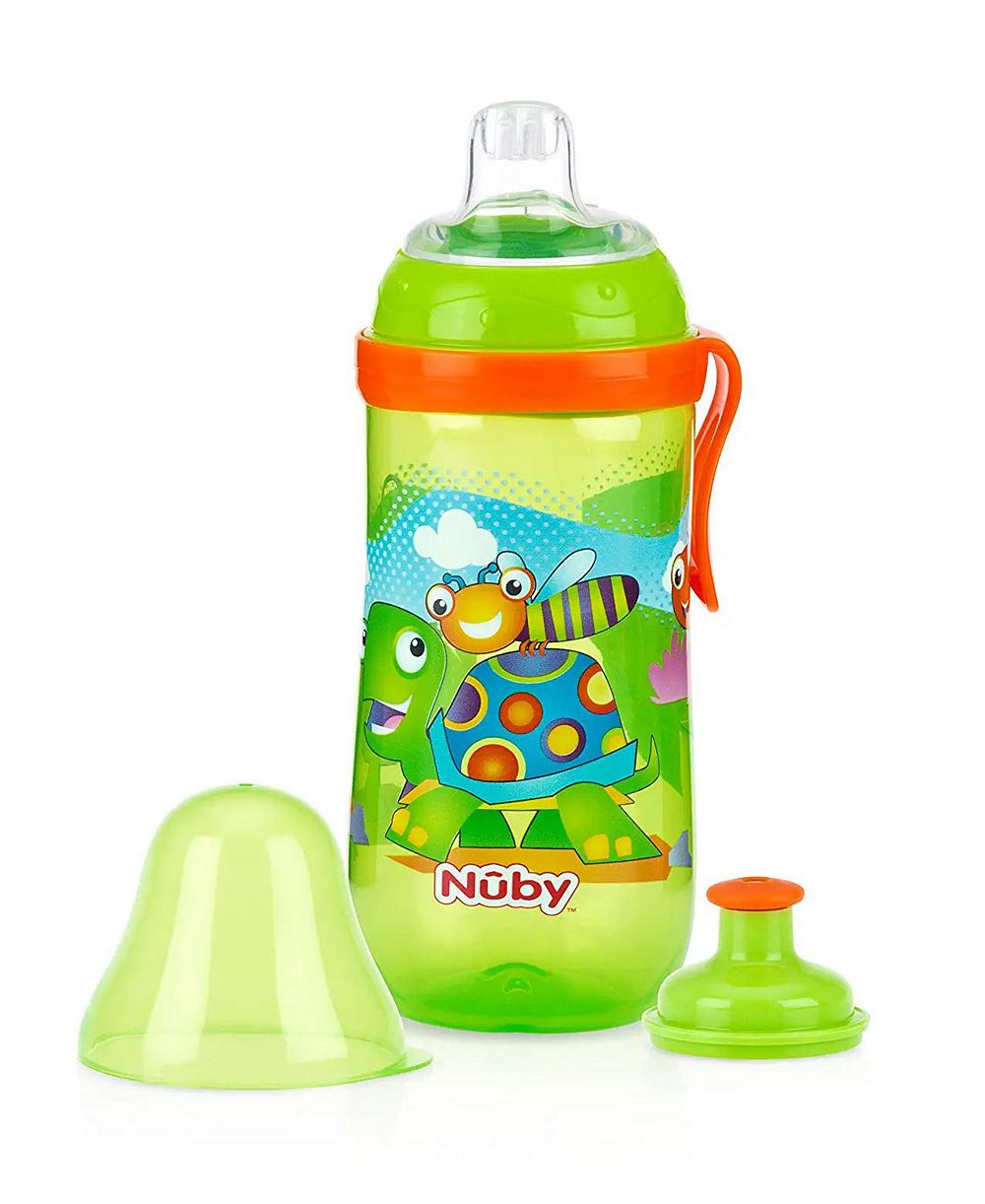 Поильник Nuby Busy Sipper, чашка 2 стадии, с носиком No Spill и Pop Up, черепашка