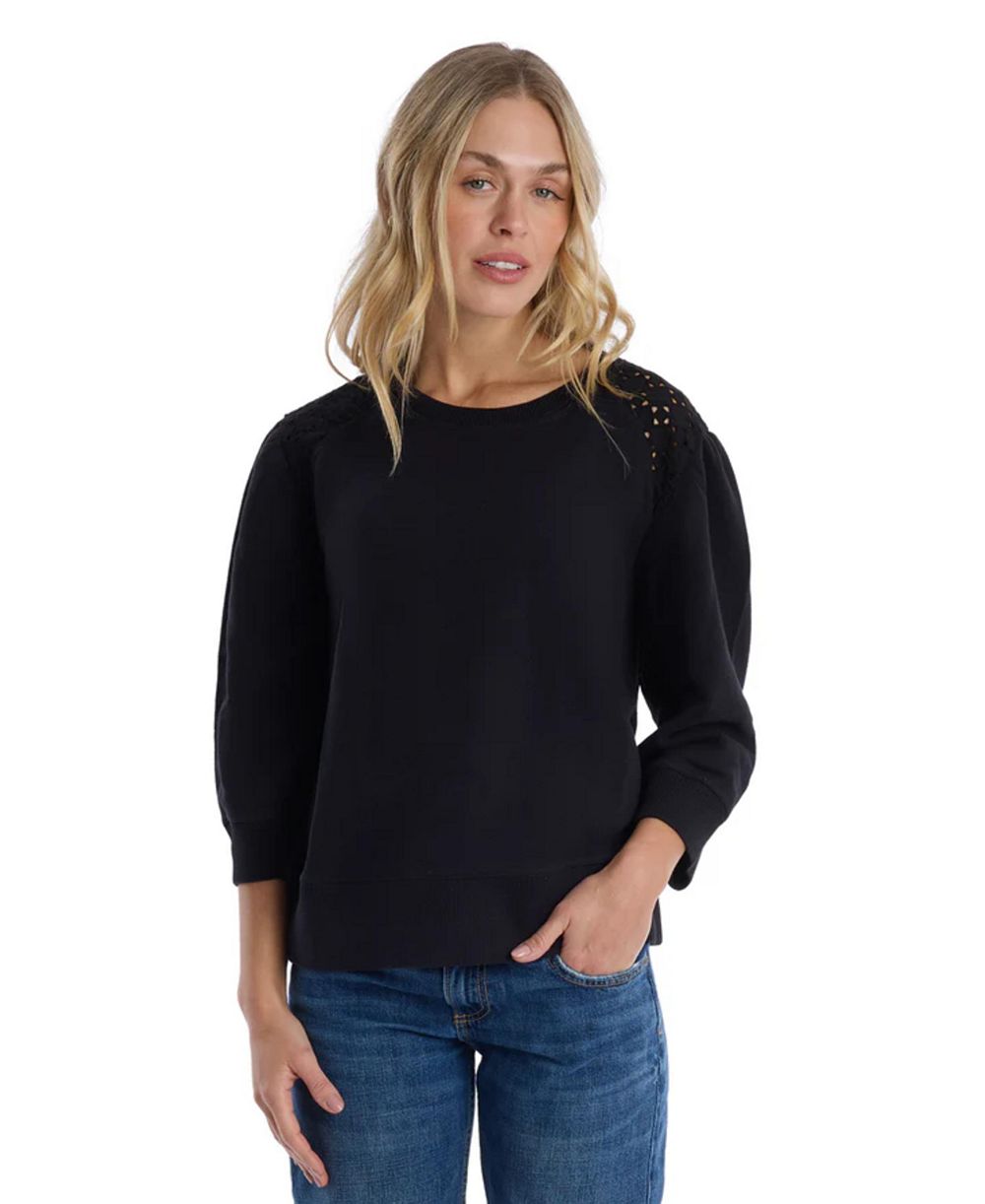 WILT Women's Sleeve Eyelet Mix Tee