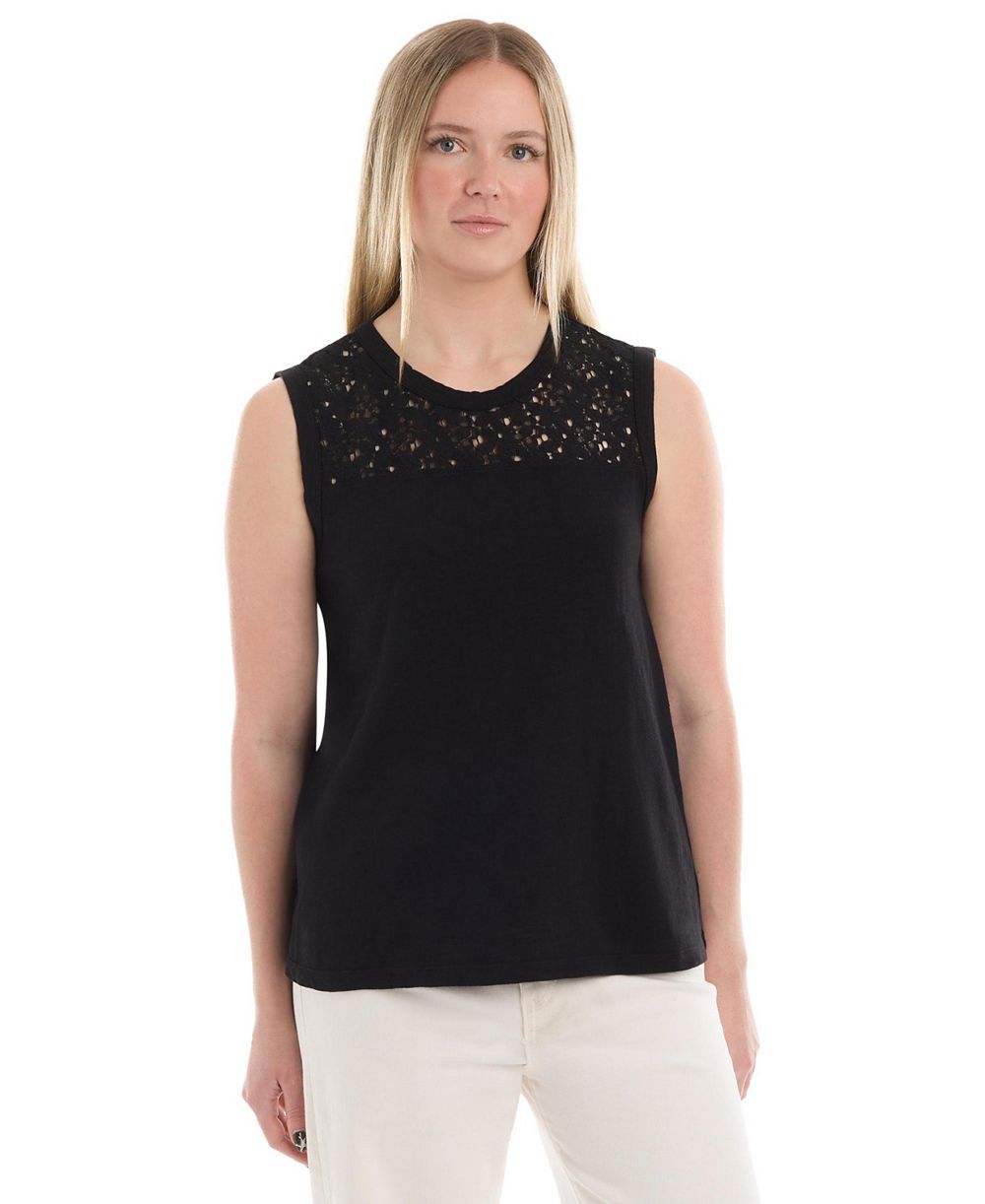 WILT Women's Shell with Lace Yoke Tee