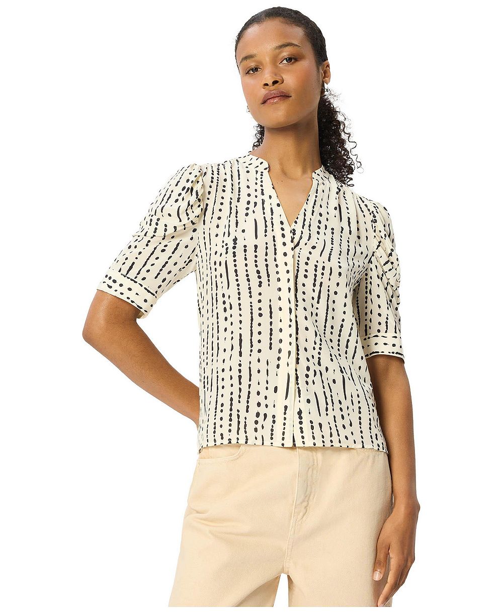 Whistles Women's Dashed Spot Gathered Blouse