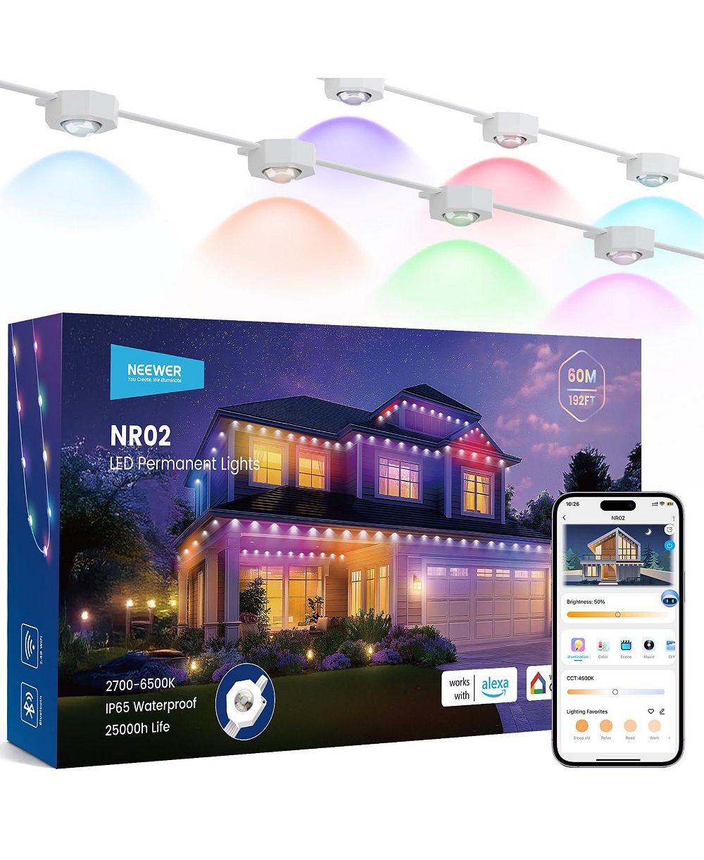 Neewer NR02 IP65 Waterproof Smart LED Outdoor String Lights for Alexa