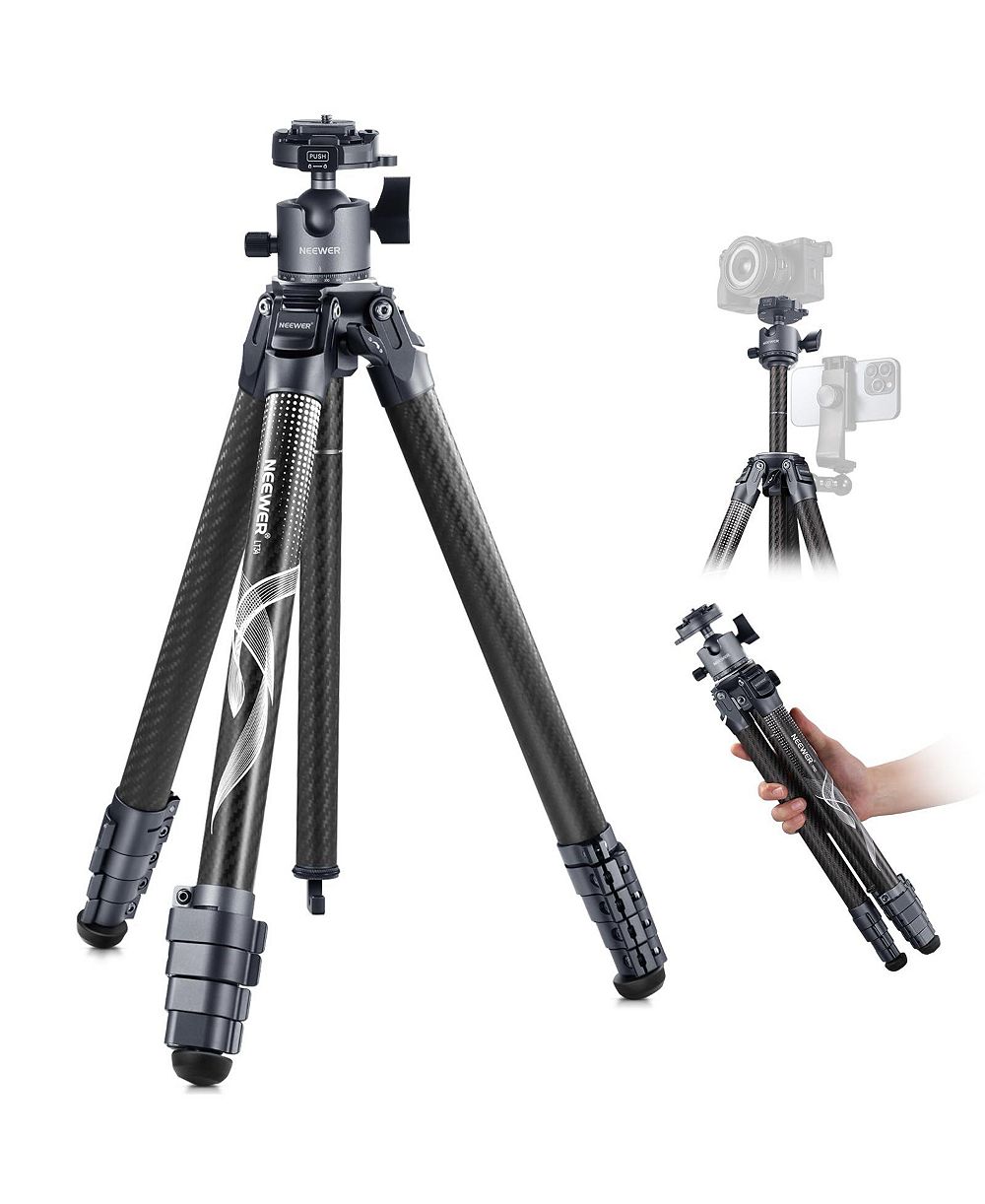 Neewer LT34 Carbon Fiber Lightweight Camera Tripod [Compatible with 1/4" and 3/8" Mounts]