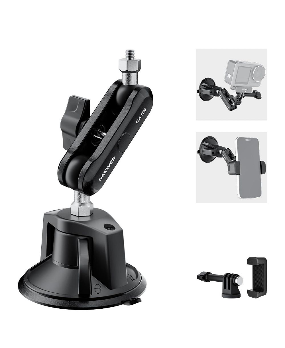 Neewer CA158 Adjustable Suction Cup Mount for GoPro, DJI and Insta360 Action Cameras