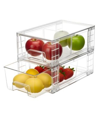 XDOVET Stackable Plastic Organizers with Handles Movable Dividers