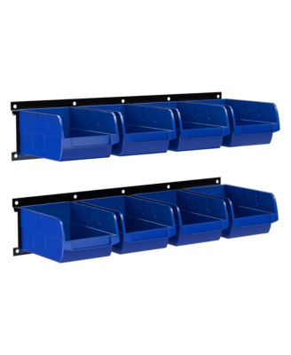 XDOVET Wall Mount Parts Rack Organizer 8 Bins 2 Rails