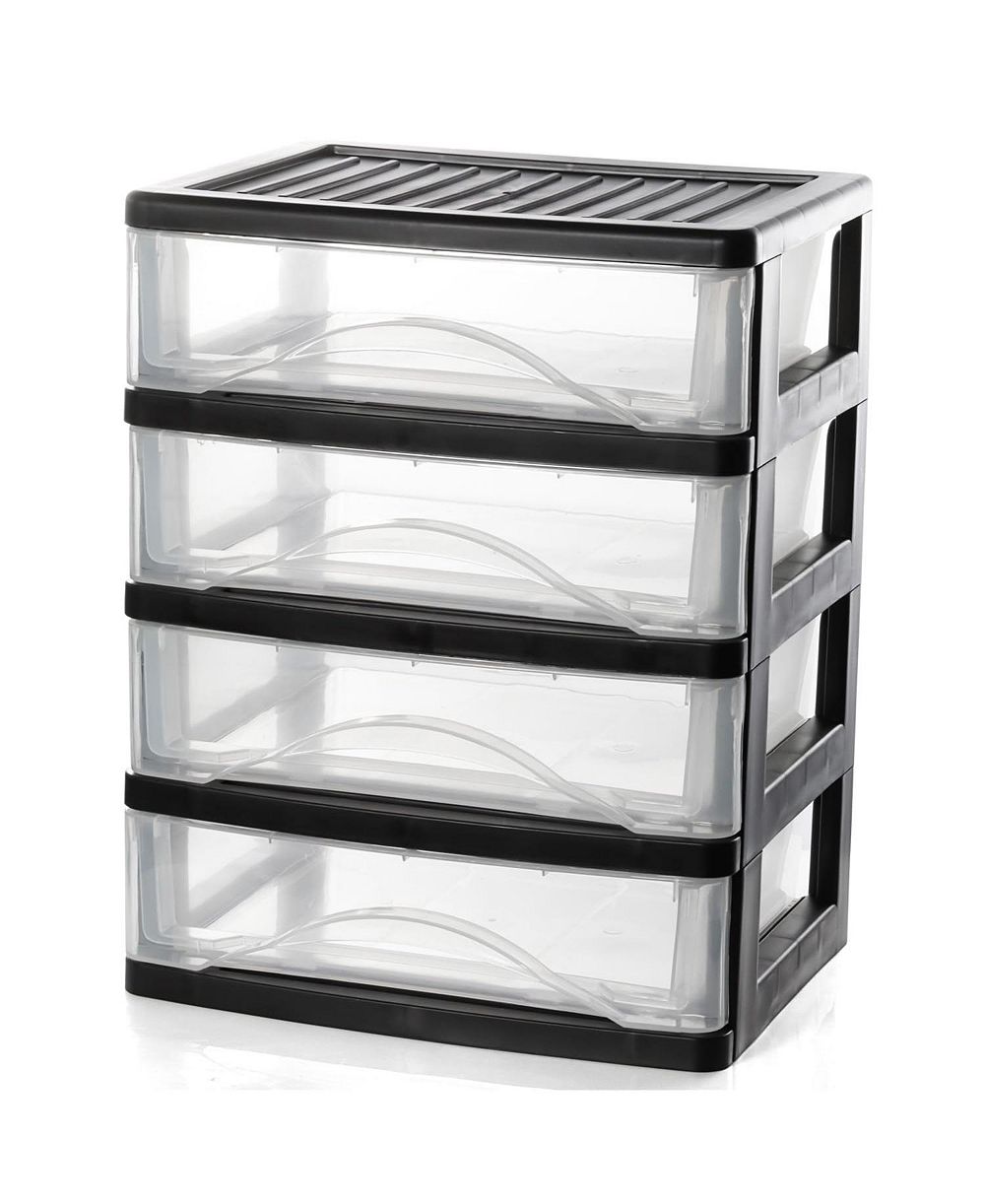 XDOVET 4-Drawer Stackable Desktop Organizer Plastic Storage Cabinet Home Office Kitchen Pantry