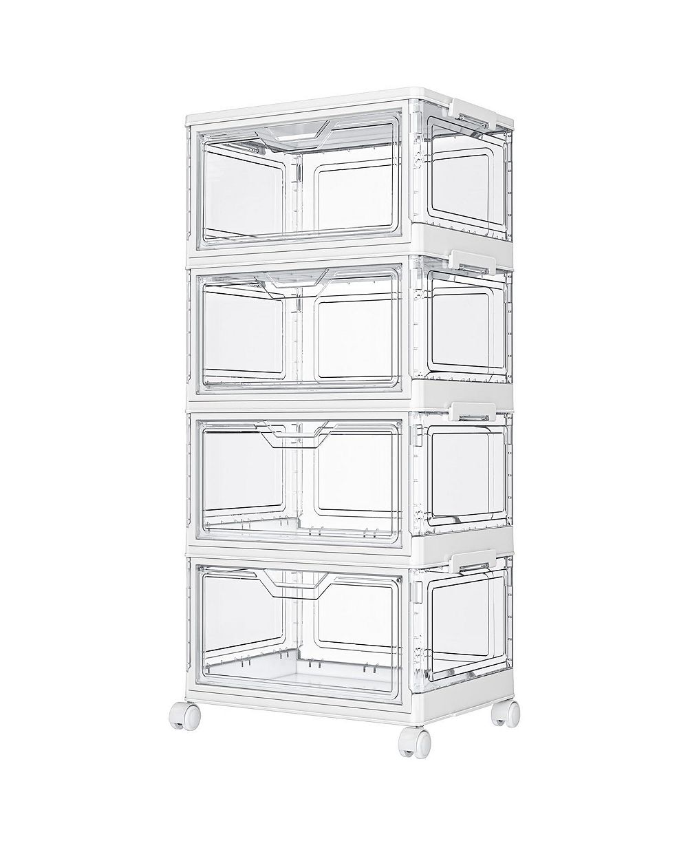 XDOVET 4-Tier Stackable Storage Bins with Wheels Lids