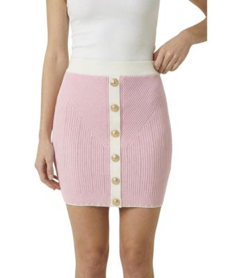 Женская мини-юбка Modenaire Ribbed Knit с контрастной отделкой и пуговицами