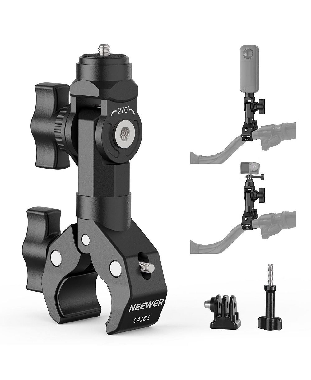 Neewer CA161 Adjustable Clamp Mount for Select GoPro, DJI and Insta360 Action Cameras