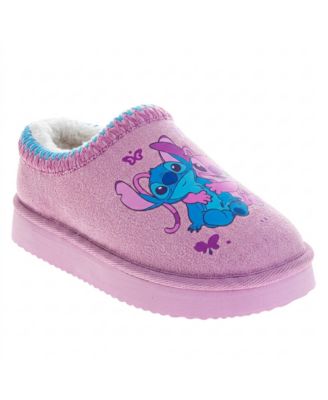 Disney Little Girls Stitch and Angel Plush Lined Slippers 2-13 Cozy Soft Warm Non Slip Sole Indoor Comfort