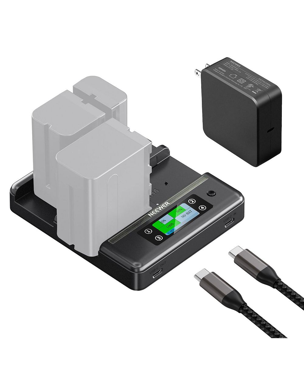 Neewer NW-F4R USB C Fast-Charging Wall Charger for Sony NP-F Series