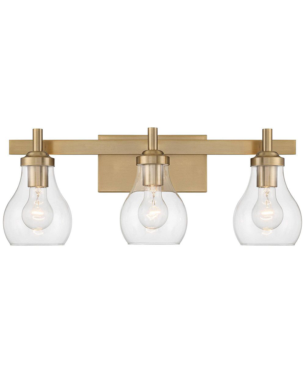 Настенный светильник Possini Euro Design Danvers Modern Warm Brass Metal 22 1/2" 3-Light Clear Globe Glass