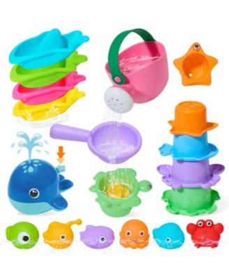 GNUADZ Whale Sprayer 17-Piece Bath Toy Set, Ages 6 Months–4 Years