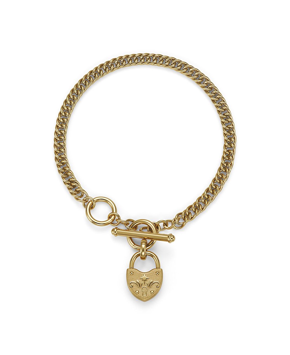 Женский браслет Olivia Burton Lock Heart Toggle, золото, сталь