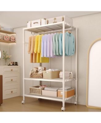 Передвижной стеллаж для одежды homfan с полками, 70" H Metal Garment Racks для хранения платьев и курток