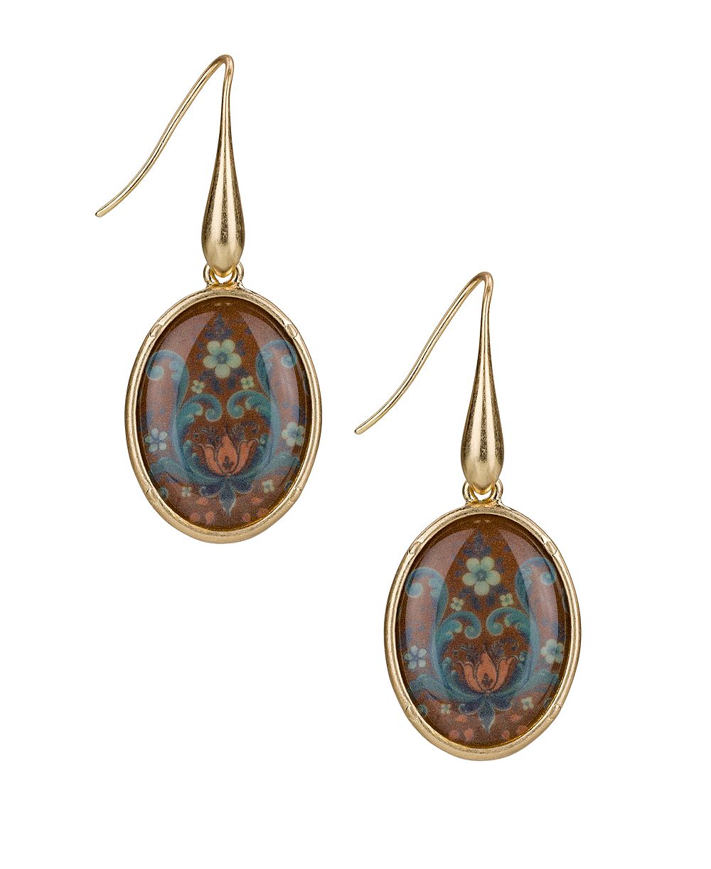 Серьги Patricia Nash Rosemaling Under Crystal Collection Oval Drop