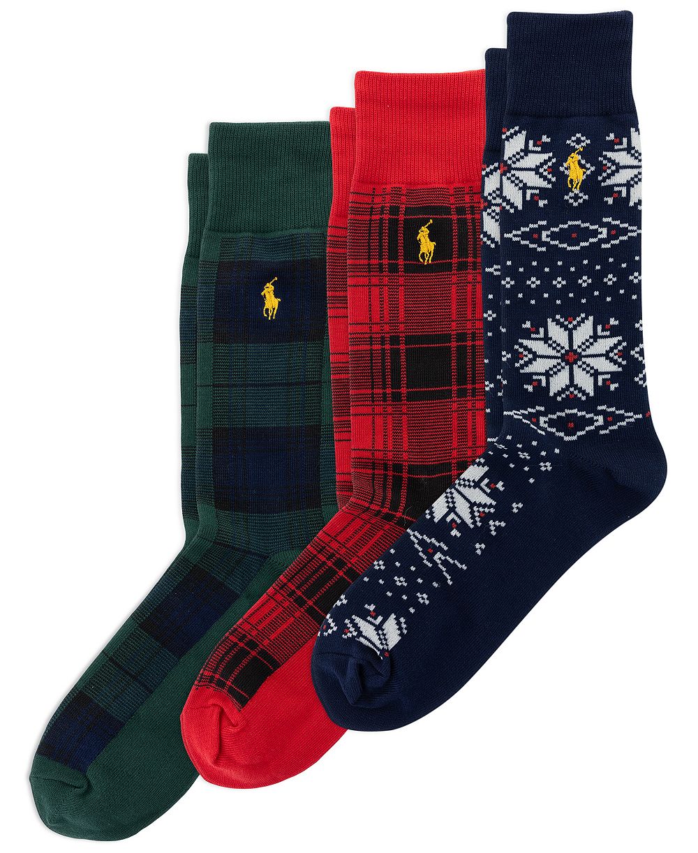 Polo Ralph Lauren мужские носки-трубы с узором тартан и снежинками, 3 шт.