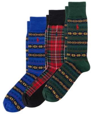 Мужской набор ребристых носков Polo Ralph Lauren Fair Isle Plaid, 3 пары