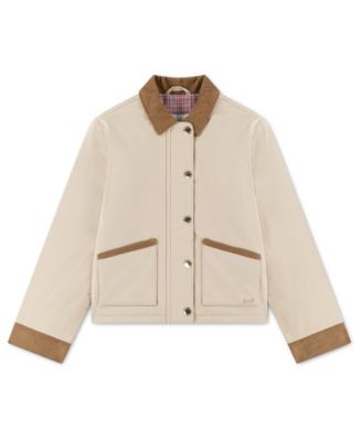 abercrombie kids Girls' 4-16 Corduroy-Collar Plaid-Lined Barn Jacket