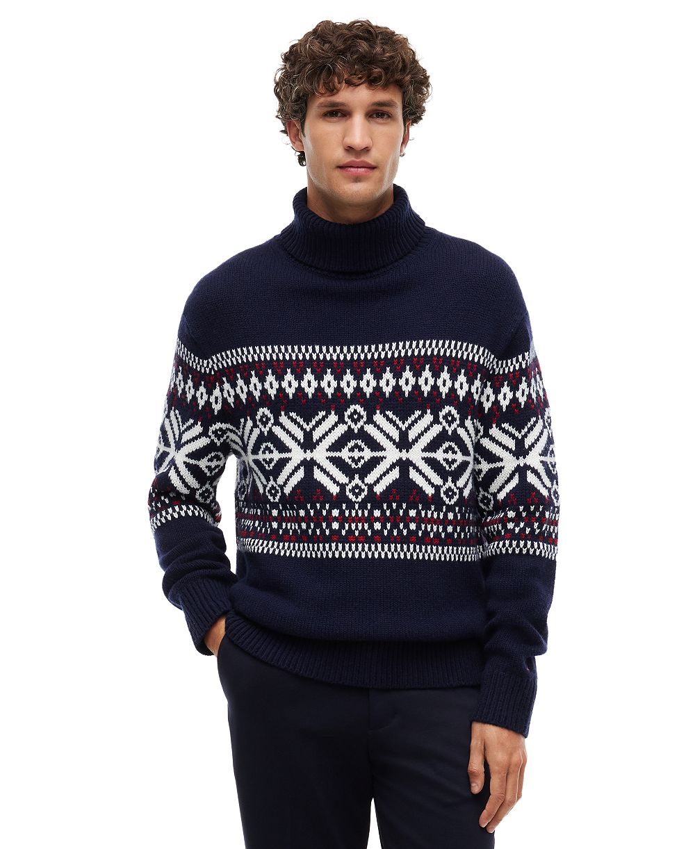 Tommy Hilfiger мужской шерстяной свитер с воротником-стойкой Fair Isle