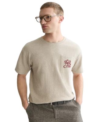 SCOTCH & SODA Men's Bonded Chest Pocket Artwork Crewneck T-Shirt