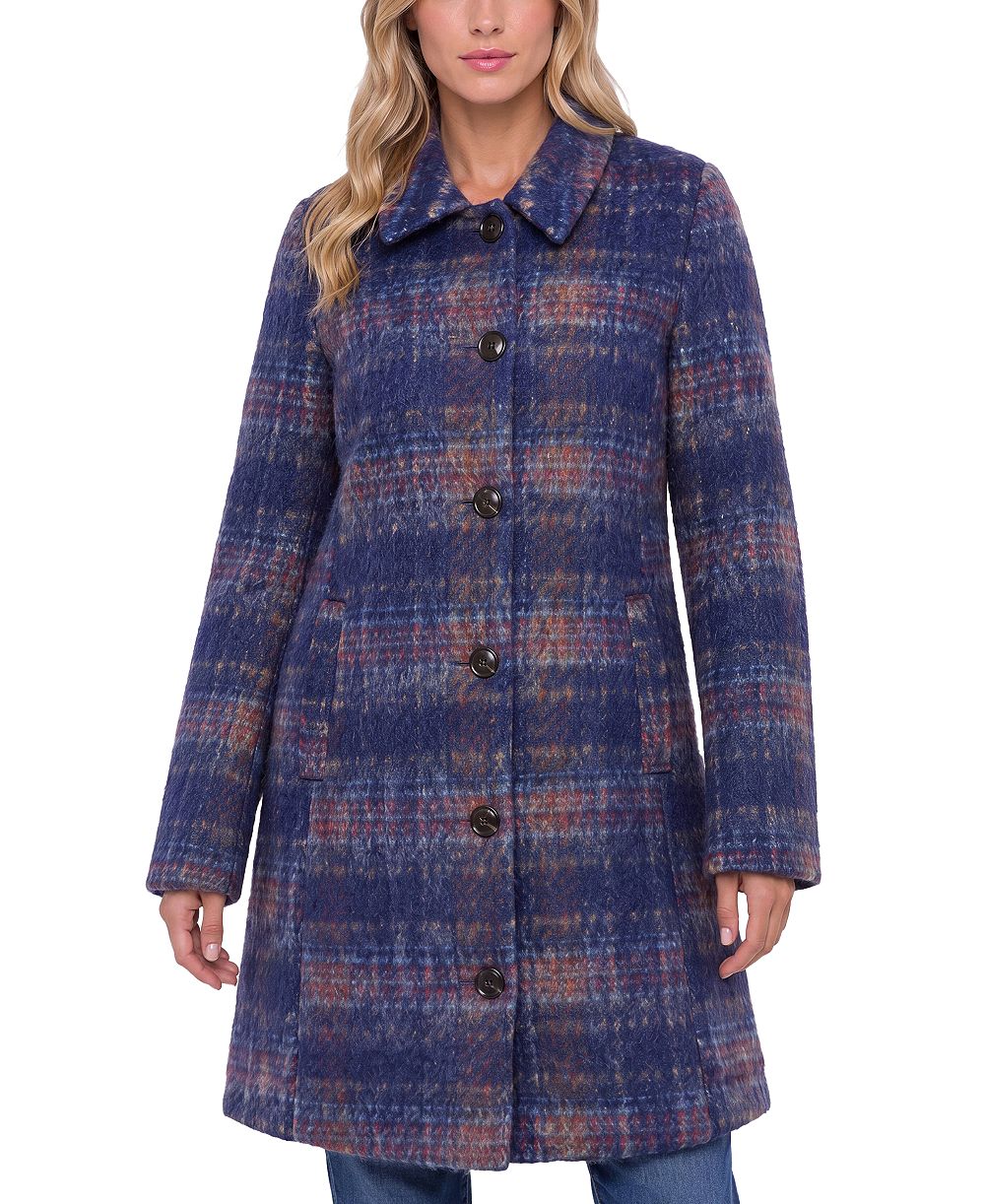 Liverpool Los Angeles Women's Plaid Wool-Blend Swing Coat