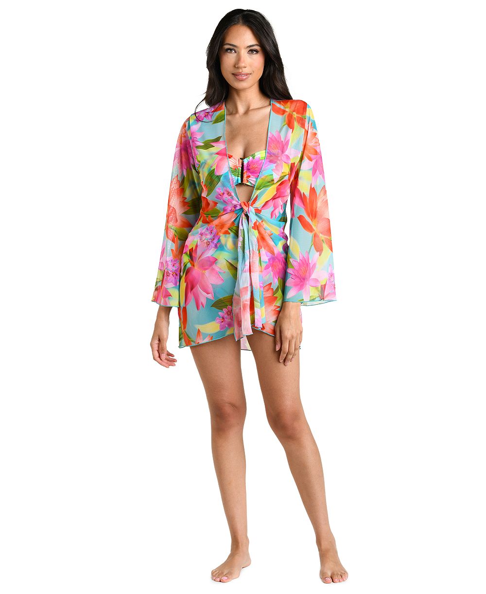 Женское платье-кимоно La Blanca Sunset Botanica Tie-Front Swim Cover-Up