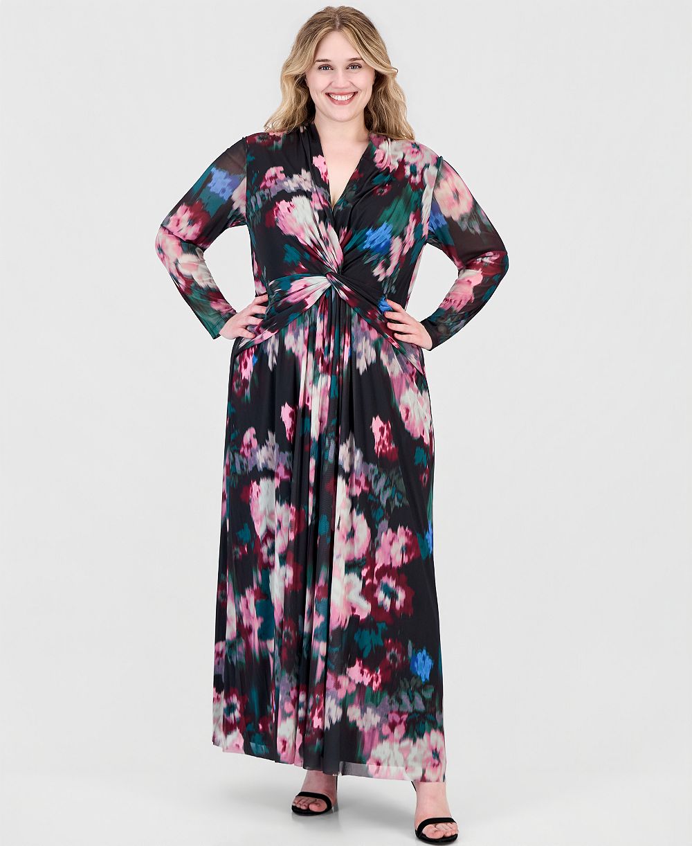 Платье макси Anne Klein Plus Size с цветочным принтом