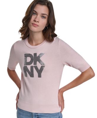 Женский свитер DKNY Jeans с пайетками и логотипом на рукаве до локтя