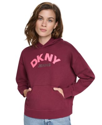 Женское худи DKNY Jeans с длинным рукавом, логотипом со стразами и принтом puff