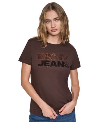 Женская футболка с круглым вырезом и смешанными стразами DKNY Jeans