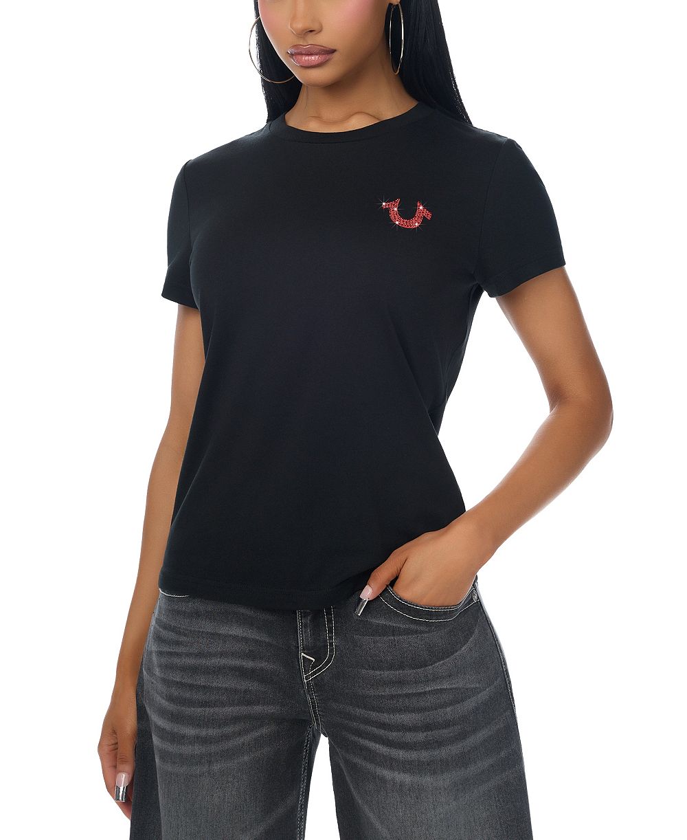Женская футболка True Religion с коротким рукавом, круглым вырезом и принтом Buddha