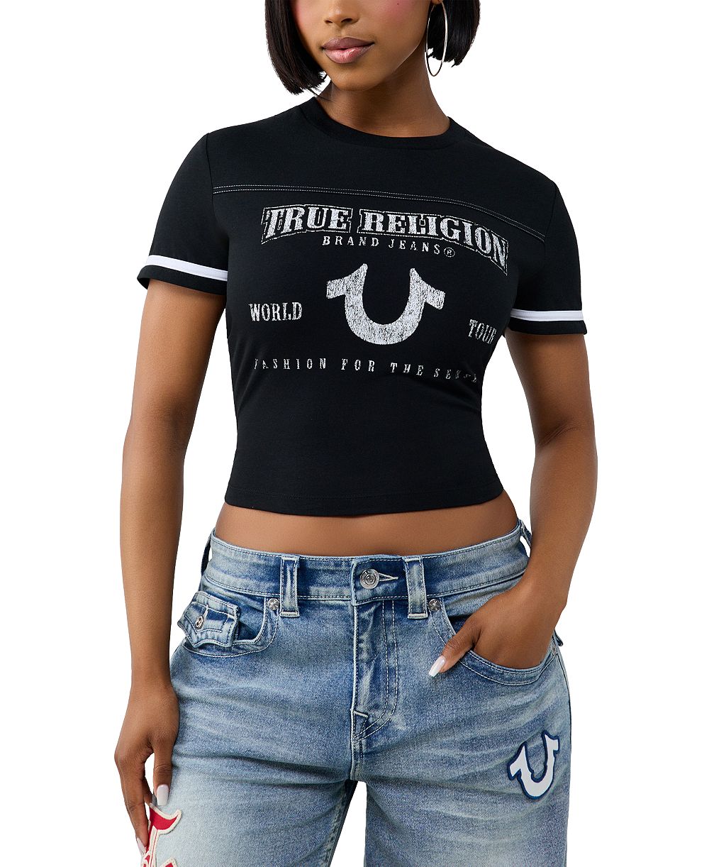 Женская укороченная футболка с круглым вырезом и графическим принтом True Religion