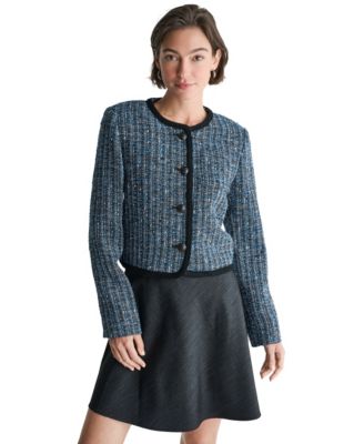 Женский укороченный твидовый жакет BCBG на пуговицах