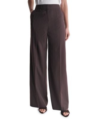 BCBG Women's Pinstripe High-Waist Wide-Leg Pants