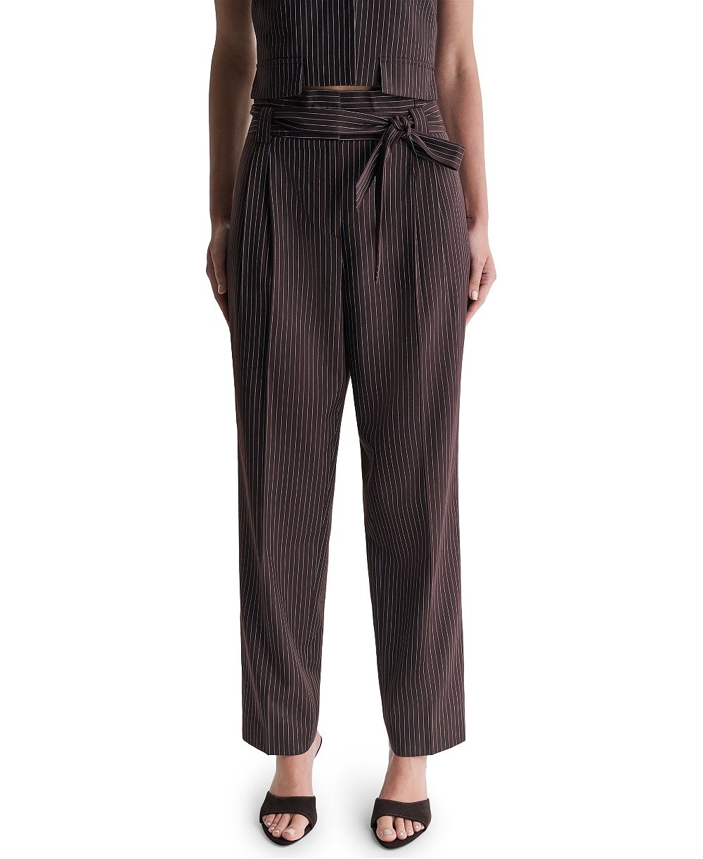 BCBG Women's High-Rise Wide-Leg Stripe Pants