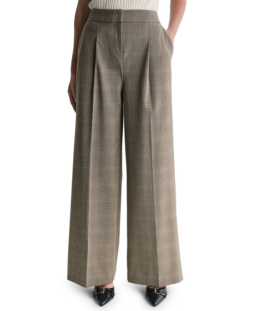 BCBG Women's Pleated High-Waisted Wide-Leg Pants