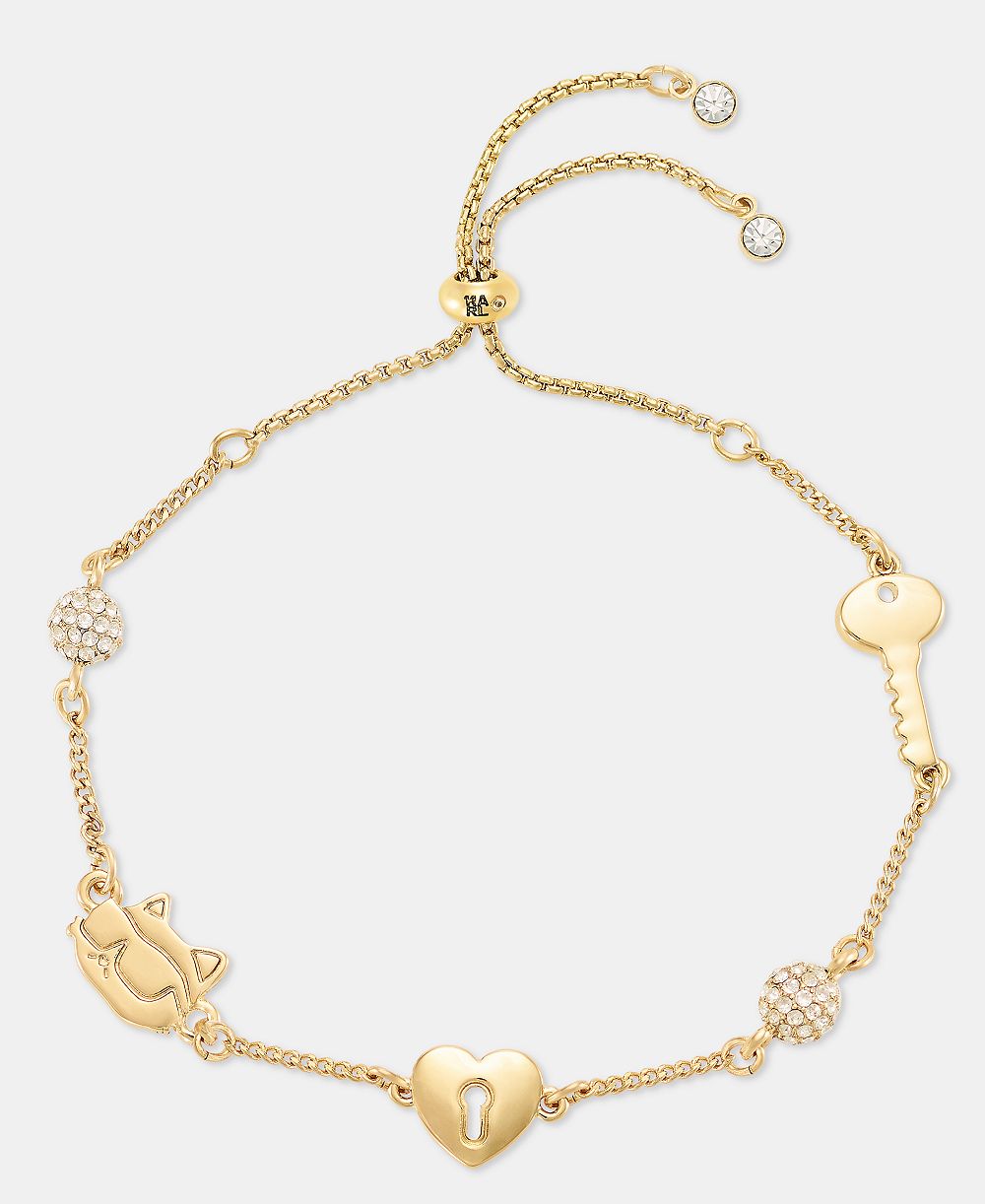 KARL LAGERF PARIS браслет-слайсер Crystal Ikon Heart с кристаллами