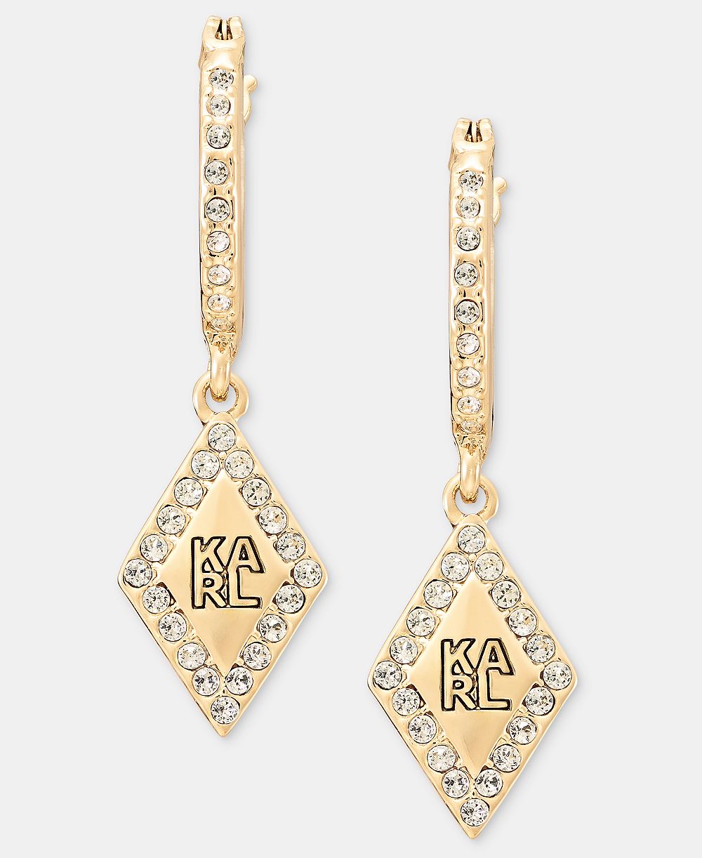 KARL LAGERFELD PARIS серьги-кольца с логотипом Pavé