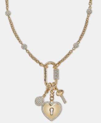ожерелье karl lagerfeld paris pavé multi-charm carabiner lariat с 16" + 3" удлинителем