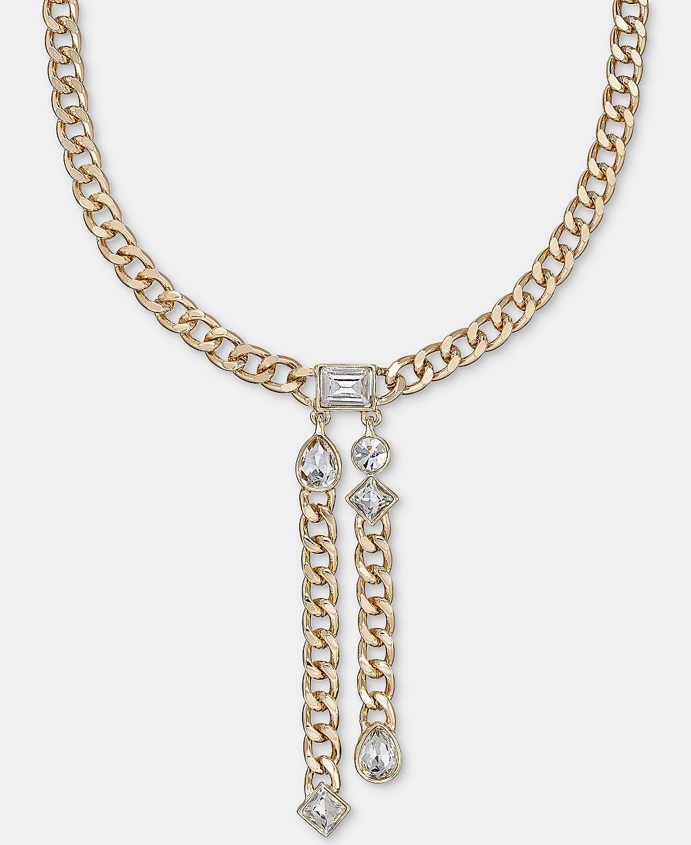 KARL LAGERFELD PARIS ожерелье Y с кристаллами и цепочкой, 16" + 3" удлинитель
