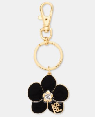 KARL LAGERFELD PARIS Crystal & Logo Orchid Keychain Bag Charm