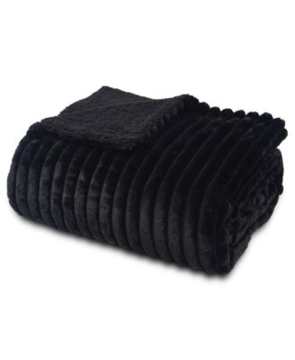 Thermasnug Ultra-Soft Ribbed Faux Fur to Sherpa Blanket, Twin