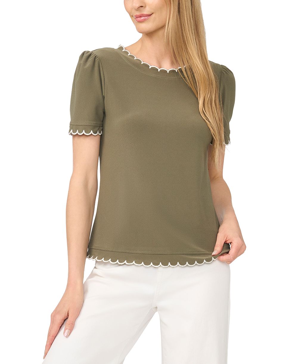 Женская блузка CeCe Women's Puff Sleeve Scalloped Blouse