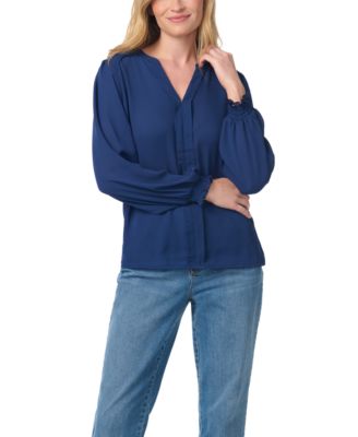 Gloria Vanderbilt Women's Long-Bishop-Sleeve V-Neck  Blouse