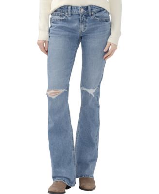 Silver Jeans Co. женские джинсы с низкой посадкой и зауженными штанинами Suki с потертостями на коленях