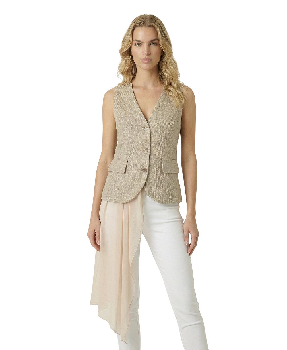 Женский жилет Modenaire Tailored Sleeveless V-Neck Button-Front